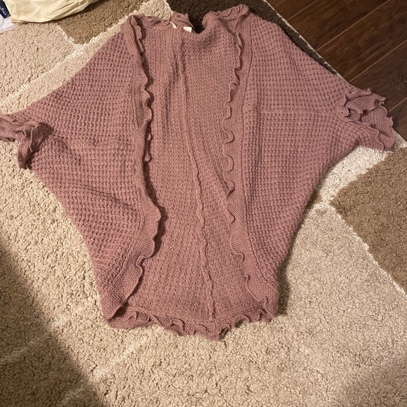 ANTHROPOLOGIE Moth Pink/Mauve Ruffle Sweater Cardigan Size XS - Picture 3 of 4